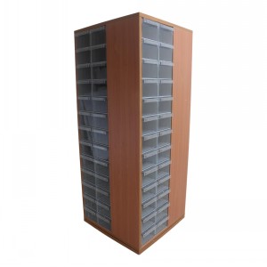 Rotating Wooden Cabinet with 104 Plastic Drawers